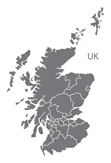 Divisions Prints: Scotland grey map vector