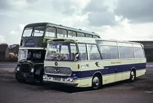 1973 Prints: Scotland, UK - 1973: Vintage image of buses operating in 1973