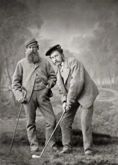 Scottish golf players - Circa 1875 Old Tom & Young Tom Morris. Photo by St. Marys Studio, St Andrews