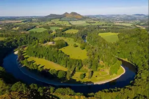 Landscape Photograph Prints: Scott's View, the river tweed and the Eildon Hills near Melrose, Scottish Borders, UK