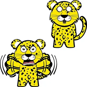 Screaming Prints: screaming chibi leopard kid character cartoon expressions pack collection in vector format