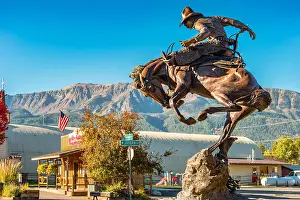 Northwest Prints: Sculpture by Austin Barton in downtown Joseph, Oregon, USA