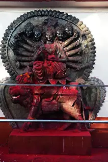 South Asian Prints: Sculptures of the mother goddess Kamakhya at the Kamakhya temple in Guwahati, Assam