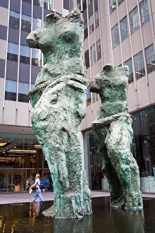 New York State Prints: Sculptures outside Calyon Building, Midtown Manhattan, New York City, New York, USA