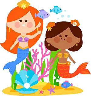 Starfish Prints: Sea and ocean theme with mermaids