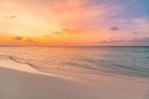 Images Dated 1st February 2022: Sea sand sky beach closeup. Panoramic island landscape. Inspire tropical beach seascape shore