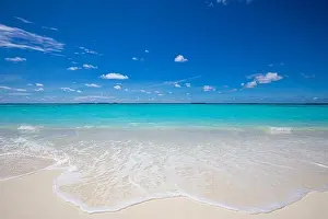 Sea sand sky concept, clouds, horizontal background banner. Inspirational nature landscape, beautiful colors, wonderful scenery summer vacation vibes