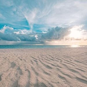 Images Dated 26th May 2019: Sea sand sky concept, sunset colors clouds, horizon, horizontal background banner