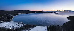 Sea Smoke Rising On Lake Superior Winter - drone aerial