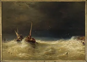 Turbulence Prints: Sea tempest. Hildebrandt, Eduard (1818-1869), painter