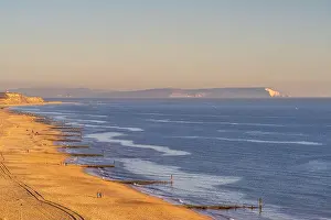 Golden Light Prints: Sea view from Boscombe Fisherman's Walk towards Southbourne and the Isle of Wight on a clear day winter 2022