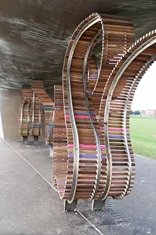 Weave Prints: The seafront long bench at Littlehampton, Sussex on the coast
