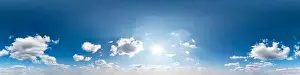 Seamless cloudy blue sky hdri panorama 360 degrees angle view with zenith