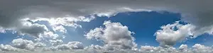 seamless cloudy blue skydome 360 hdri panorama view with awesome clouds with zenith for use in 3d graphics or game as