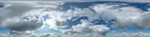 360 Degree Prints: seamless cloudy blue skydome 360 hdri panorama view with awesome clouds with zenith for use in 3d graphics or game as