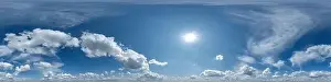 360 Degree Prints: seamless cloudy blue skydome 360 hdri panorama view with awesome clouds with zenith for use in 3d graphics or game as