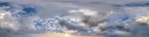 seamless cloudy evening blue sky 360 hdri panorama view with zenith