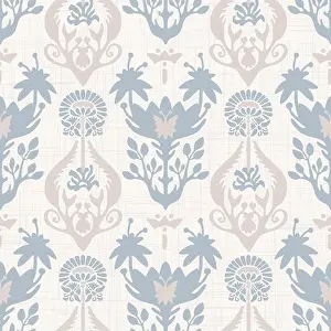 Bedding Prints: Seamless paisley pattern in french blue linen shabby chic style