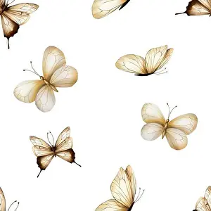 Wedding Invitation Prints: Seamless pattern with boho butterflies