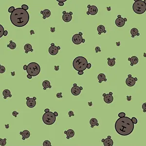 Teddy Prints: Seamless pattern cute brown bear face vector illustration