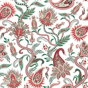 Kimono Prints: Seamless pattern with ethnic ornament elements and paisleys
