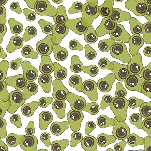 Health Icon Prints: Seamless pattern with green avocado
