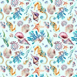 Starfish Prints: Seamless pattern of marine animals