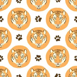 Polka Dot Prints: Seamless polka dot pattern with tiger heads