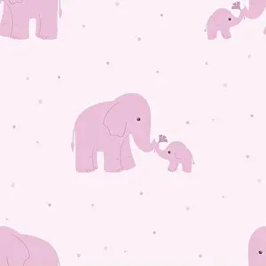 Seamless Pattern Prints: Seamless vector pattern with cute pink elephant family mama and baby