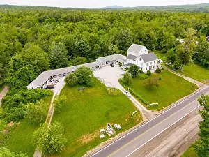 Cottage Prints: Searsport, ME, USA - June 29, 2024: Aerial photo The Yardarm Motel Searsport Maine