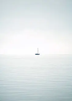 Empty Space Prints: Seascape with sailboat