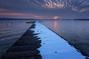 Sunset Lake Prints: Seascape during sunset. Beautiful natural seascape