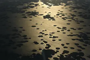 Delta Prints: The seashore of Caspian Sea and the Volga Delta aerial view, Astrakhan region, Russia