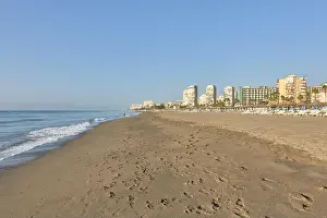 Beachscape Prints: Seashore of Los Alamos beach in Torremolinos, Malaga, Andalusia, Spain