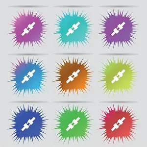 Belt Prints: seat belt icon sign. A set of nine original needle buttons. Vector