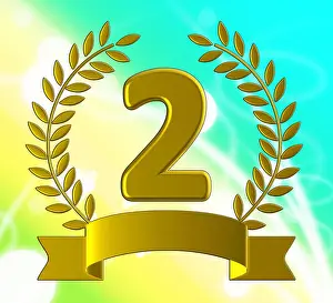Winners Prints: Second place certificate means victory success and winner