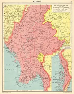 Philip Prints: SECOND WORLD WAR. Burma Myanmar 1943 old vintage map plan chart