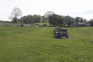 River Tyne Prints: A section of Hadrian's Wall near Heaven's Fields near the village of Wall near Hexham Northumberland England