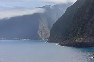 Madeira Island Prints: Seixal coastline with big cliffs and the village of São Vicente in background