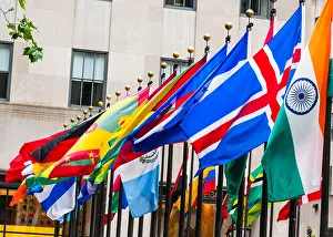 Centre City Prints: A selection of National flags outside the Rockefeller Center, Manhattan, NYC, USA