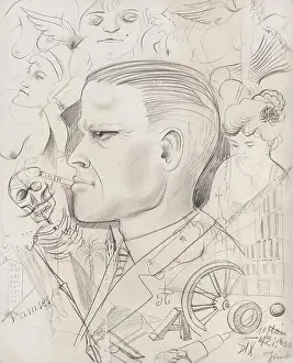 Potrait Prints: Self-Portrait in the Metropolis. Museum: PRIVATE COLLECTION. Author: OTTO DIX