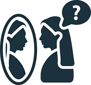 Glyph Prints: Self-reflection icon. Monochrome simple sign from mental health collection