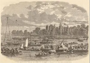 Selina Young crossing the Thames from Battersea to Cremorne on a tight rope 1861