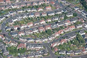21st Century Prints: Semi-detached housing, Walkerville, Newcastle-upon-Tyne, 2014. Aerial view