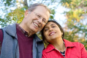 Multicultural Prints: Senior couple from a mixed white and Indian (India) marriage. St Paul Minnesota MN USA