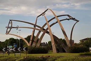 Aeroplane Prints: Sentinel, a sculpture of three Spitfires by Tim Tolkein at Spitfire Island Castle Bromwich Birmingham England UK