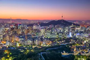 Seoul. Cityscape image of Seoul downtown during summer sunrise