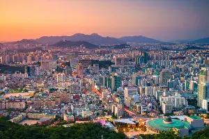 Seoul. Cityscape image of Seoul downtown during summer sunset