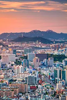 Seoul. Cityscape image of Seoul downtown during summer sunset