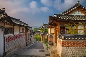 Seoul. Traditional Korean style architecture at Bukchon Hanok Village in Seoul, South Korea